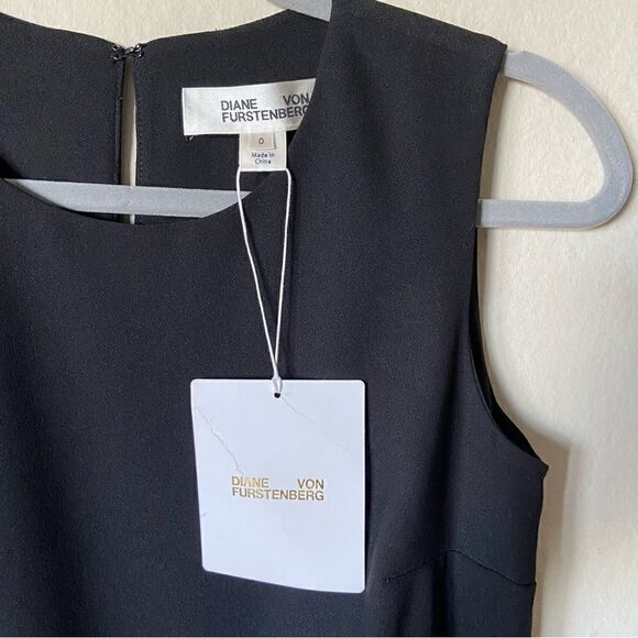 NWT Diane Von Furstenberg Vestido Corto Wyler Azul Oscuro Mini Black Dres Size 0 - Picture 10 of 12
